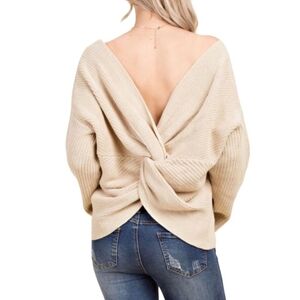Illa Illa Ivory Knot Back Long Sleeve Sweater Size S